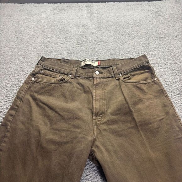 Levis 505 Jeans Mens 38x32 Brown Medium Wash Cotton Relaxed Fit Denim Workwear - Picture 2 of 10